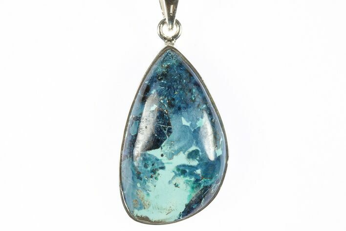 Vibrant Chrysocolla & Shattuckite Pendant - Sterling Silver #228683